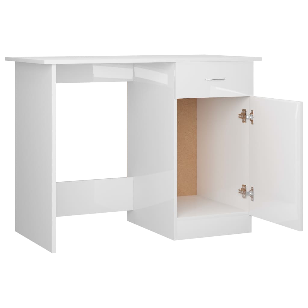 Shiny white desk 100 x 50 x 76 cm agglomerated