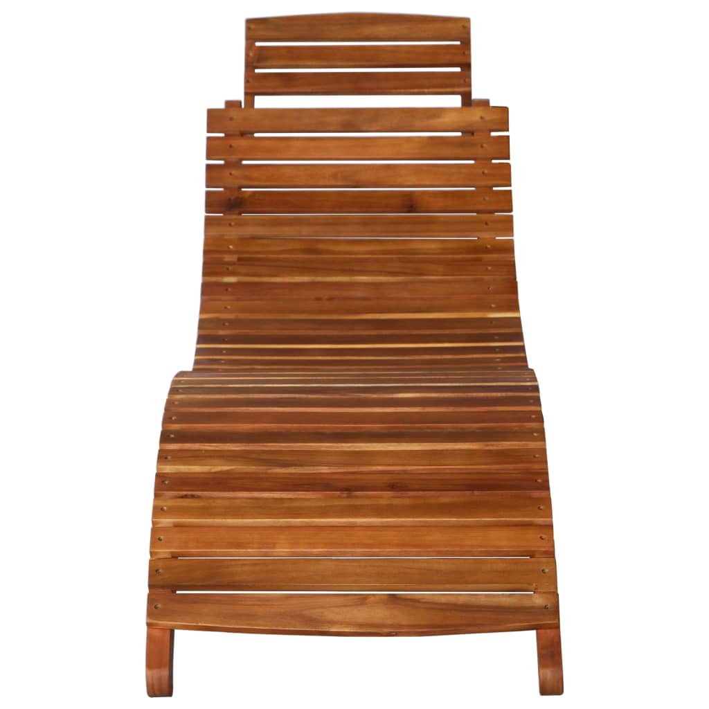 Long chair with 3 pcs massive acacia wood table