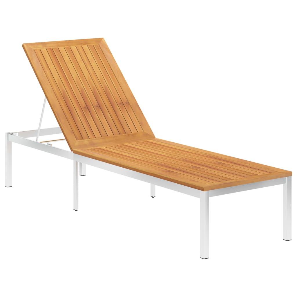 Solid acacia wood lounge chair and stainless steel