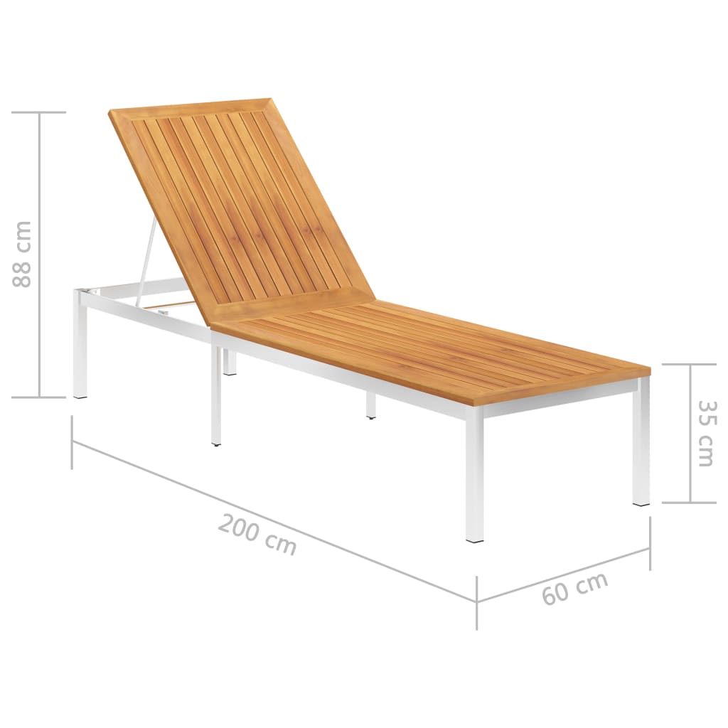 Massive Acacia Wood Lounge Stuhl und Edelstahl