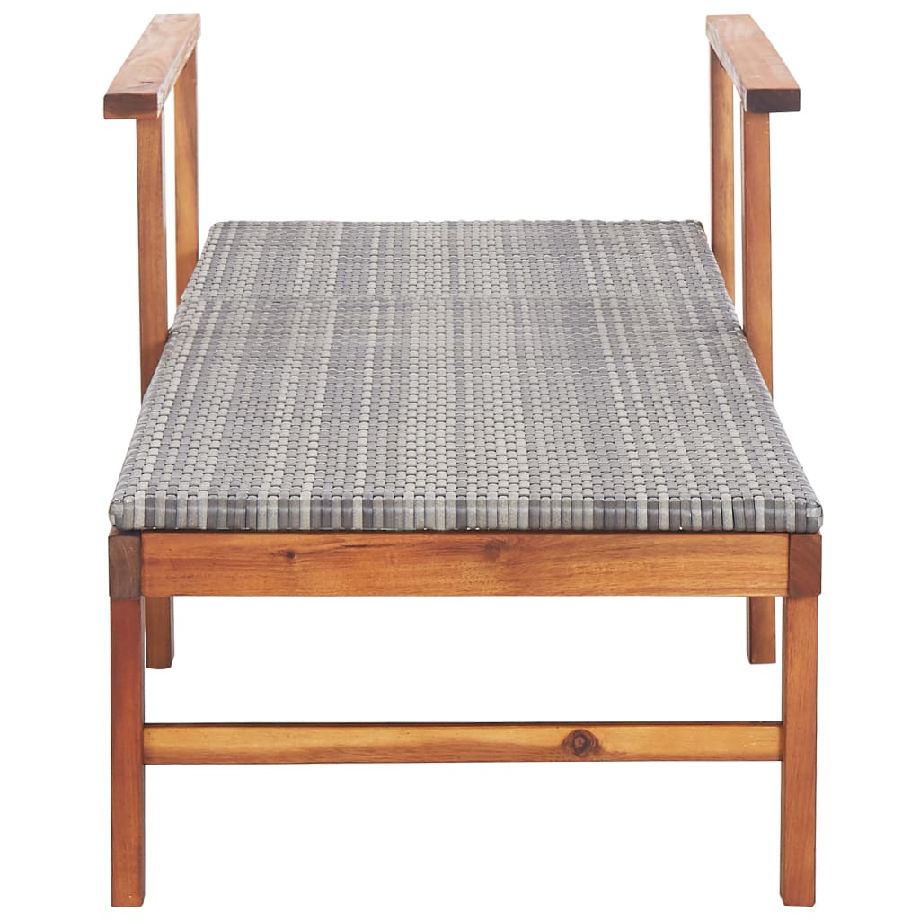 Braided resin long chair and massive gray acacia wood