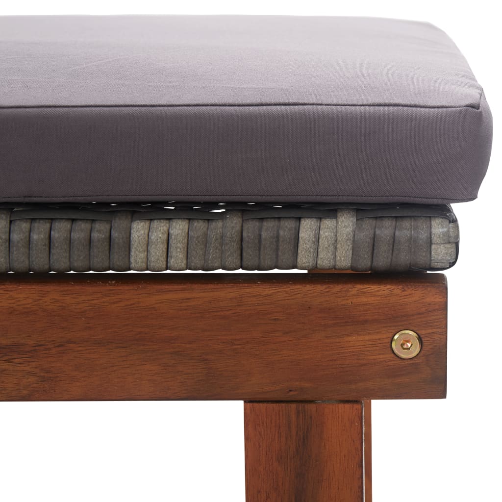 Long chair and braided resin cushion and gray acacia wood