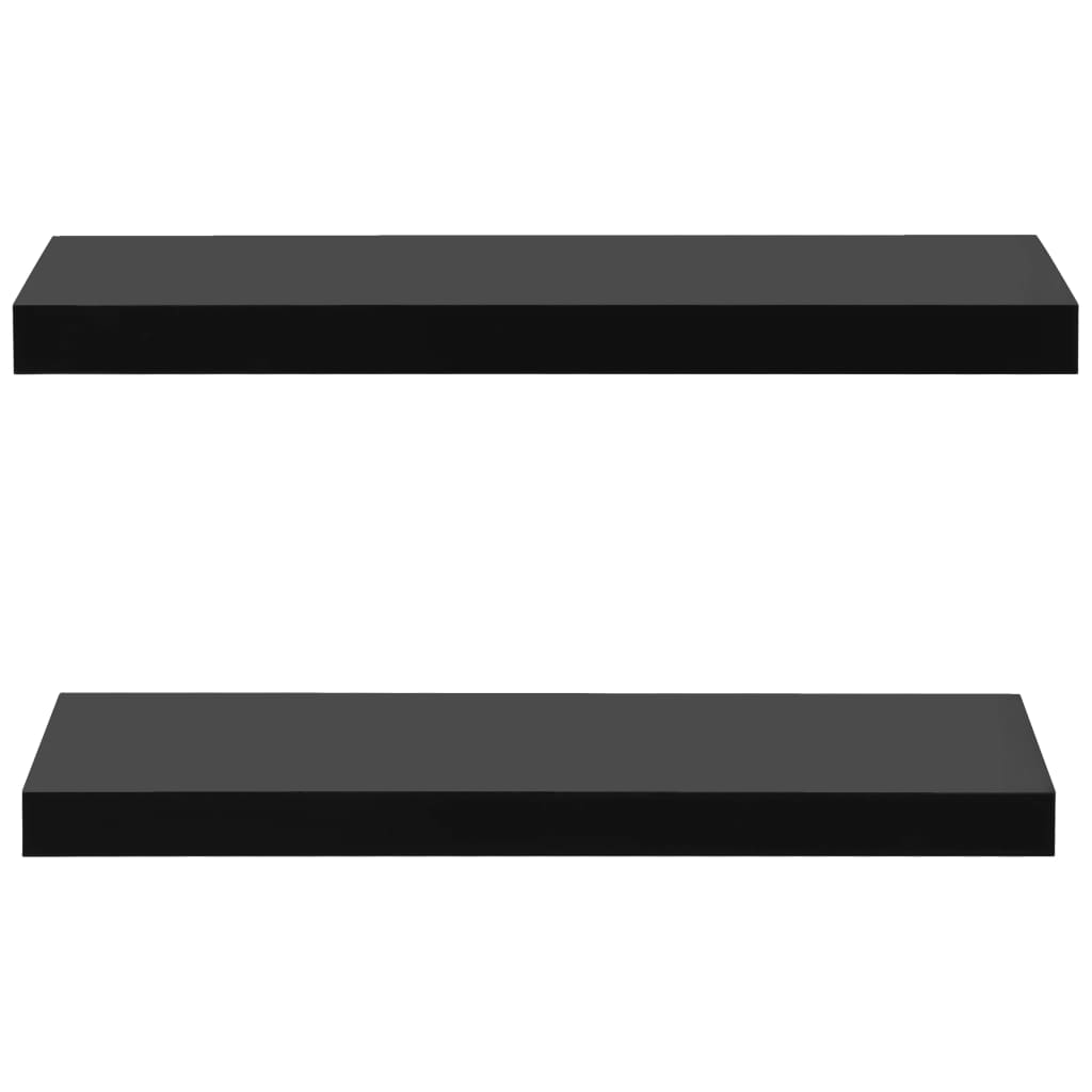 2 PCs schwarze schwimmende Wandregale 60x20x3,8 cm