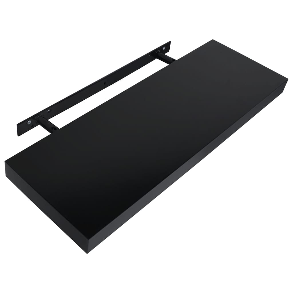 2 PCs schwarze schwimmende Wandregale 60x20x3,8 cm