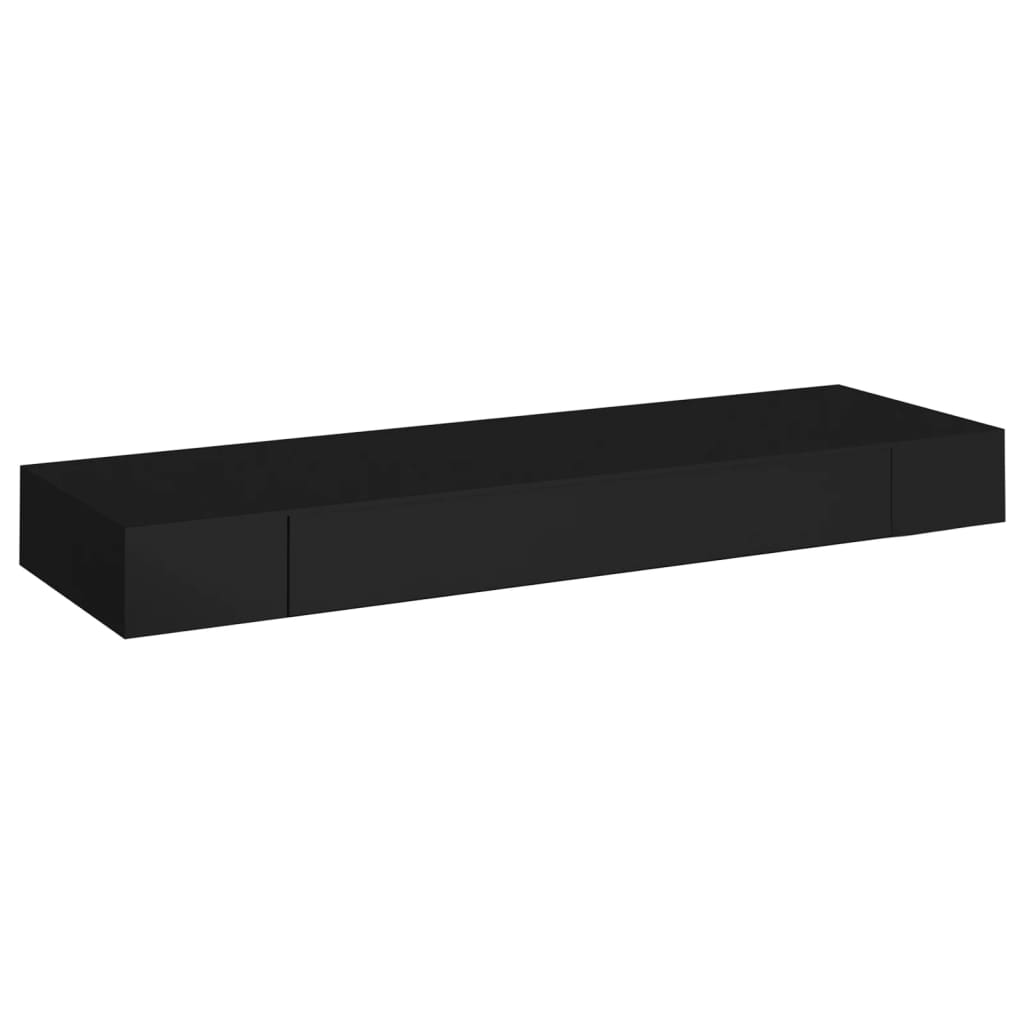 Floating wall shelf with 80x25x8 cm black drawer