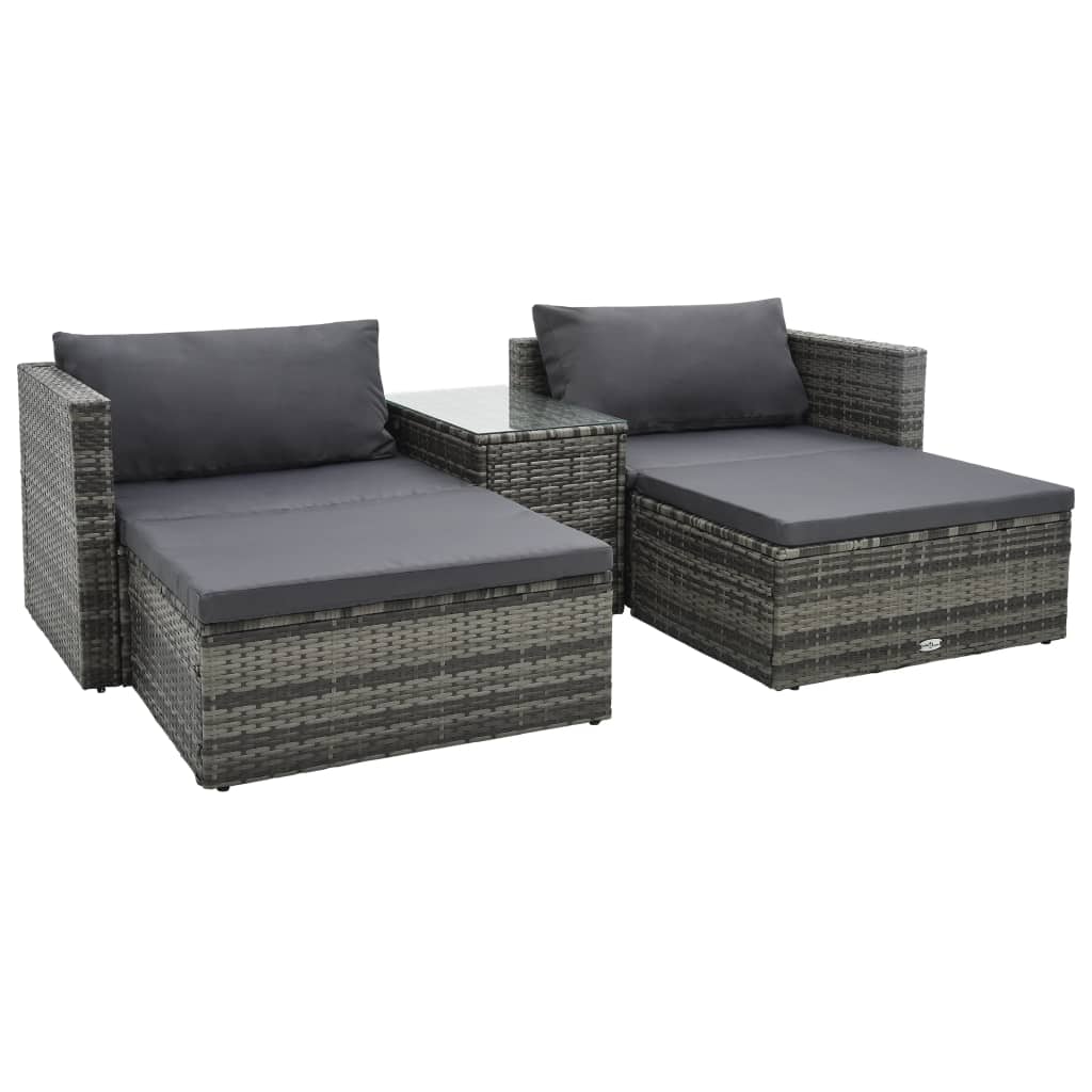 5 pcs garden furniture with gray braided resin cushions