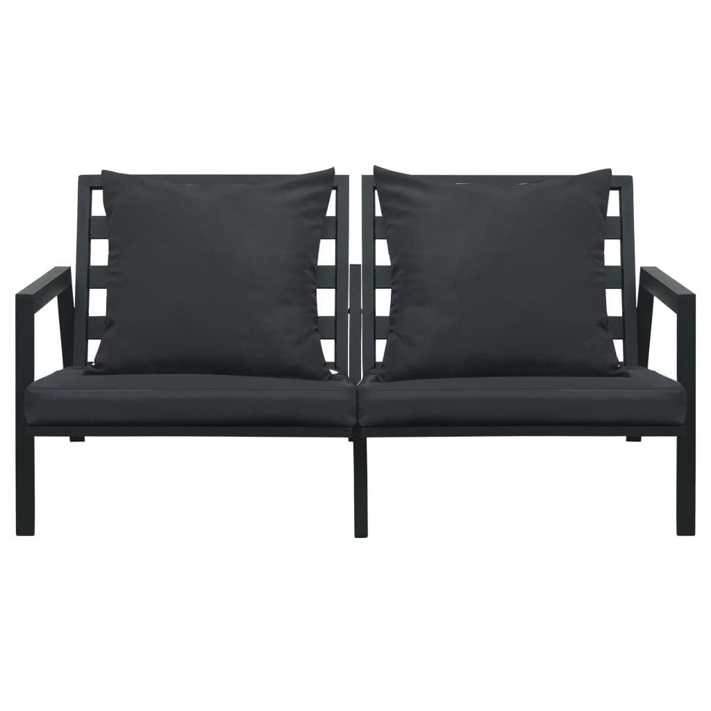 5 pcs garden furniture with dark gray aluminum cushions