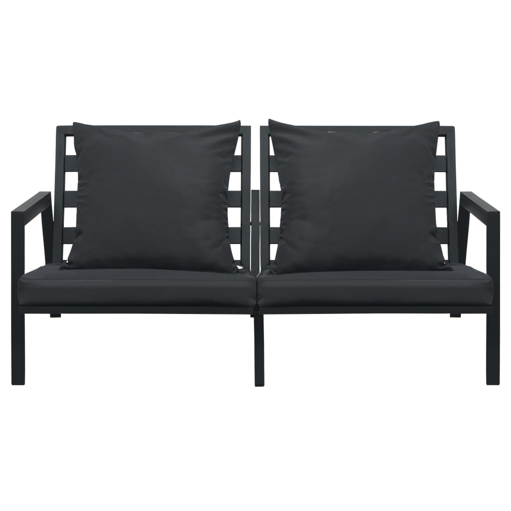 4 pcs garden furniture with dark gray aluminum cushions