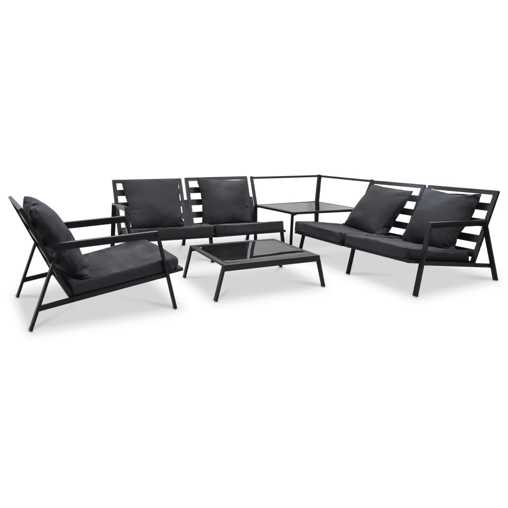 Salon de jardin 5 pcs avec coussins Aluminium Gris foncé