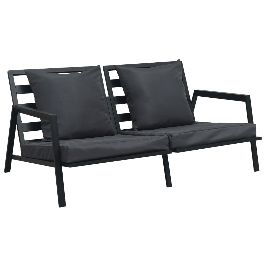 5 pcs garden furniture with dark gray aluminum cushions