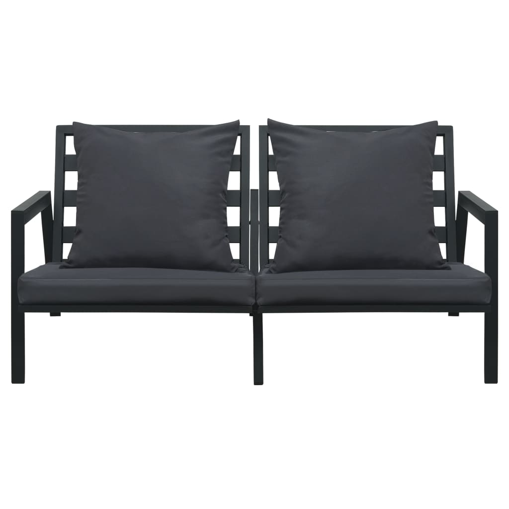 5 pcs garden furniture with dark gray aluminum cushions