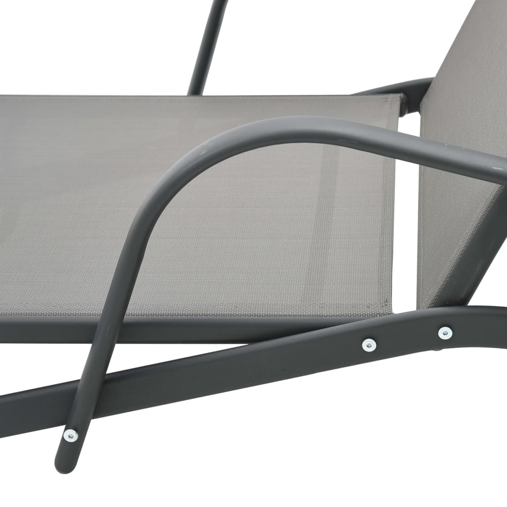 2 sedie a sdraio con tavolo in Textilene e acciaio