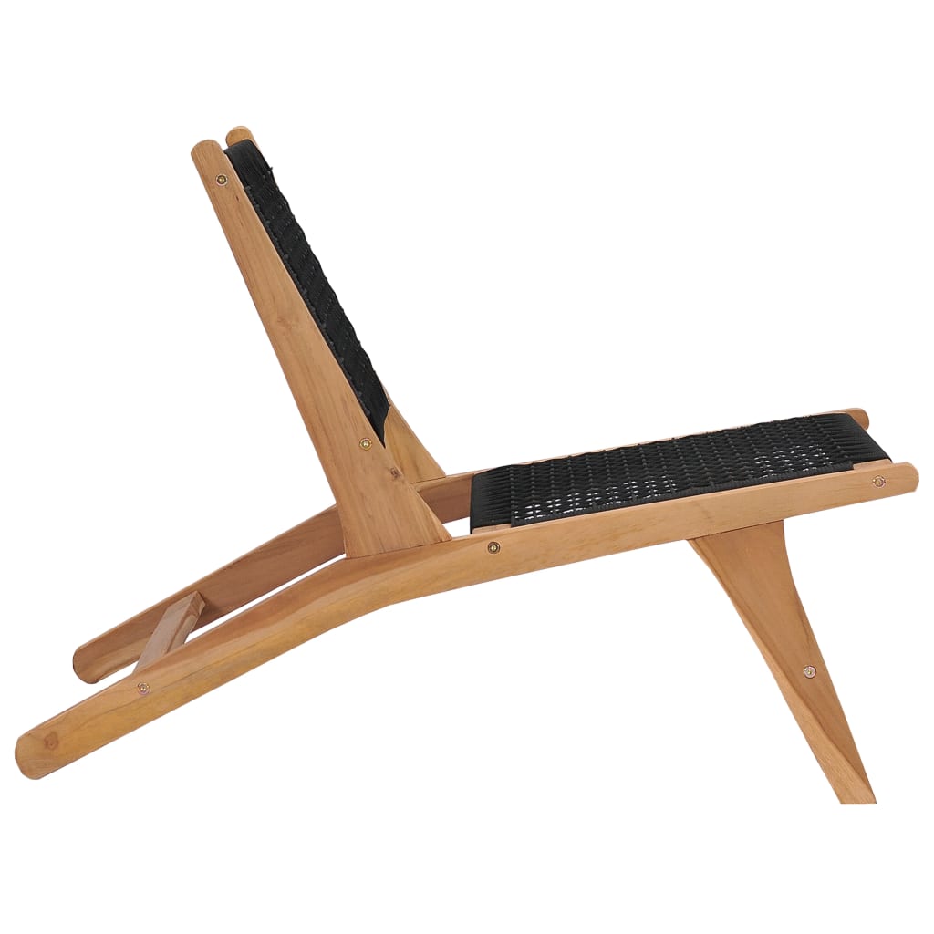 Langer Stuhl mit maser Teakholz -Holzfußstütze und Seil