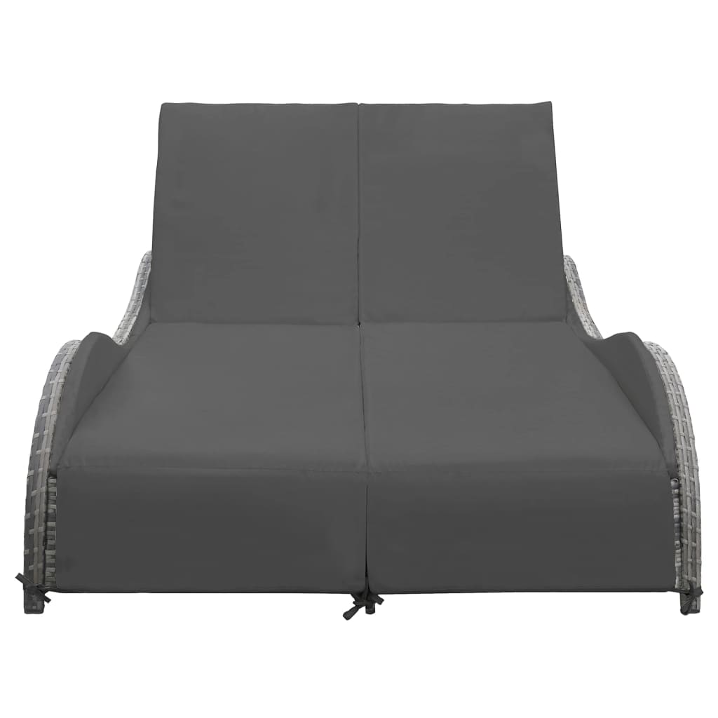 Double long chair with anthracite braided resin cushion