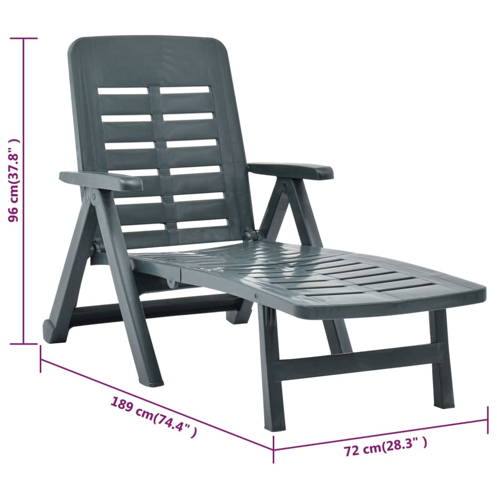 Green plastic foldable long chair