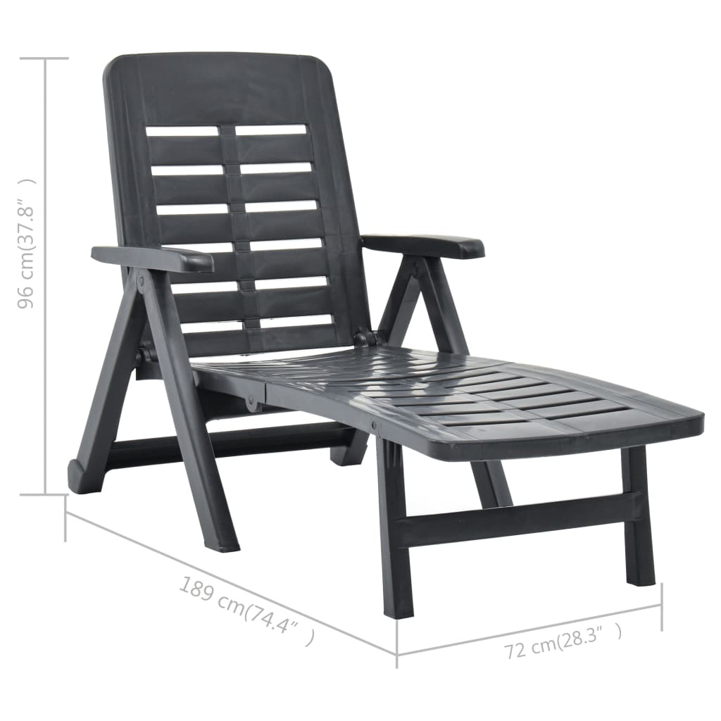 Anthrazit -Kunststofffaltbarer Lounge -Stuhl