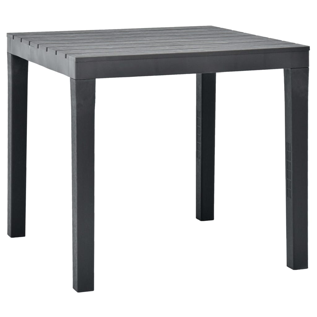 Garden table with 2 anthracite plastic benches