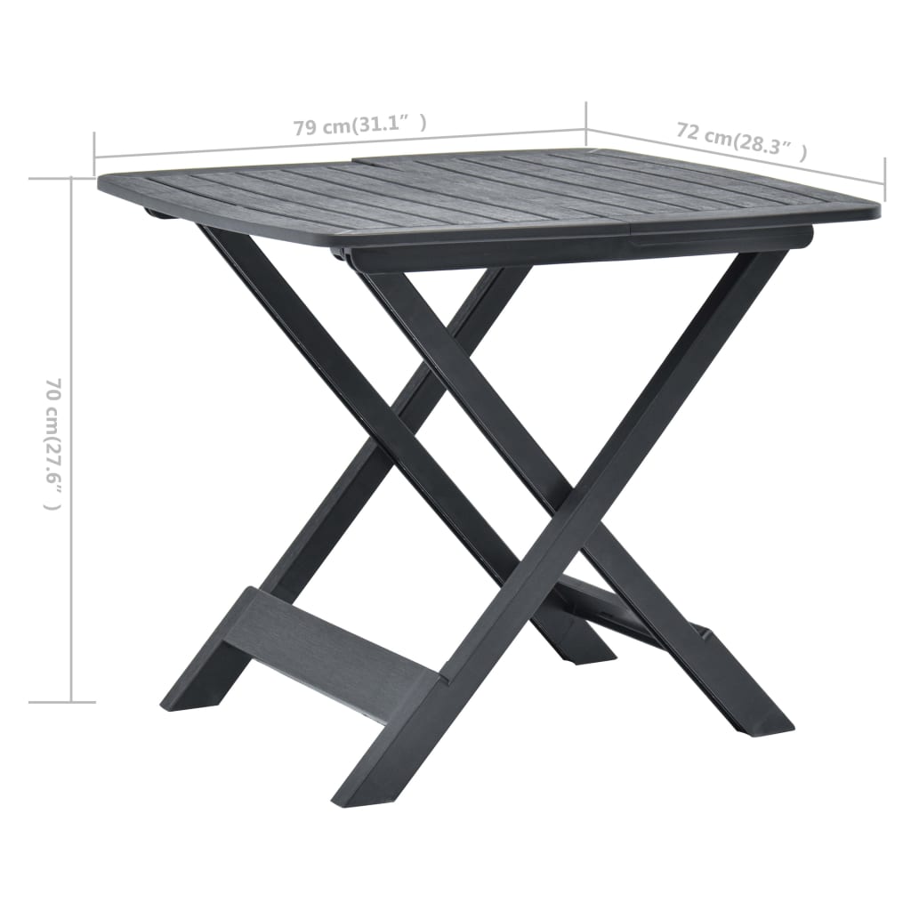 Anthracite garden foldable table 79x72x70 cm plastic