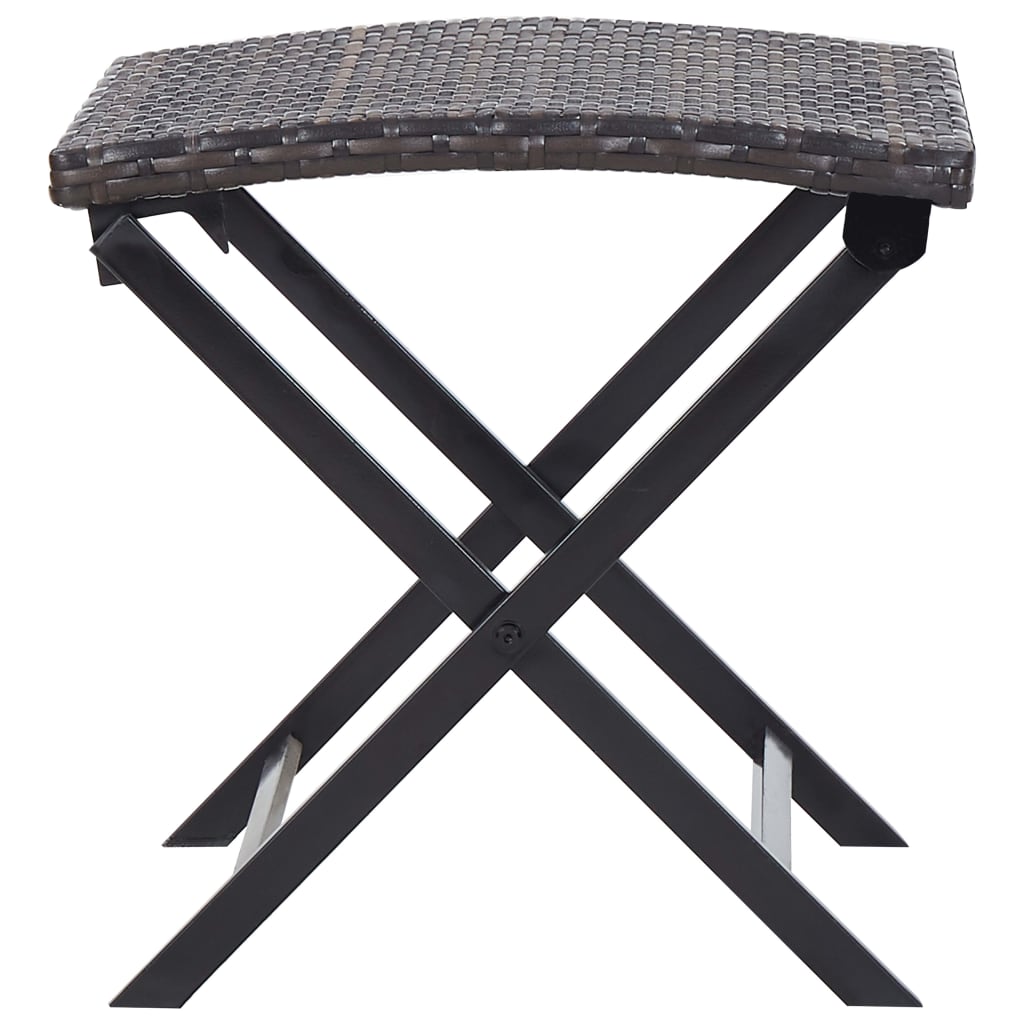 Brown braided resin foldable stool