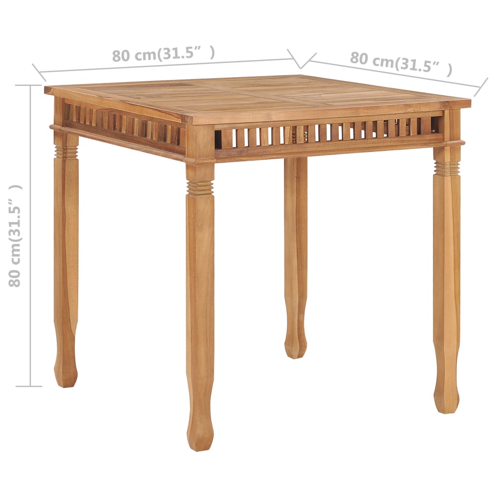 80x80x80 cm solid teak wood dinner table