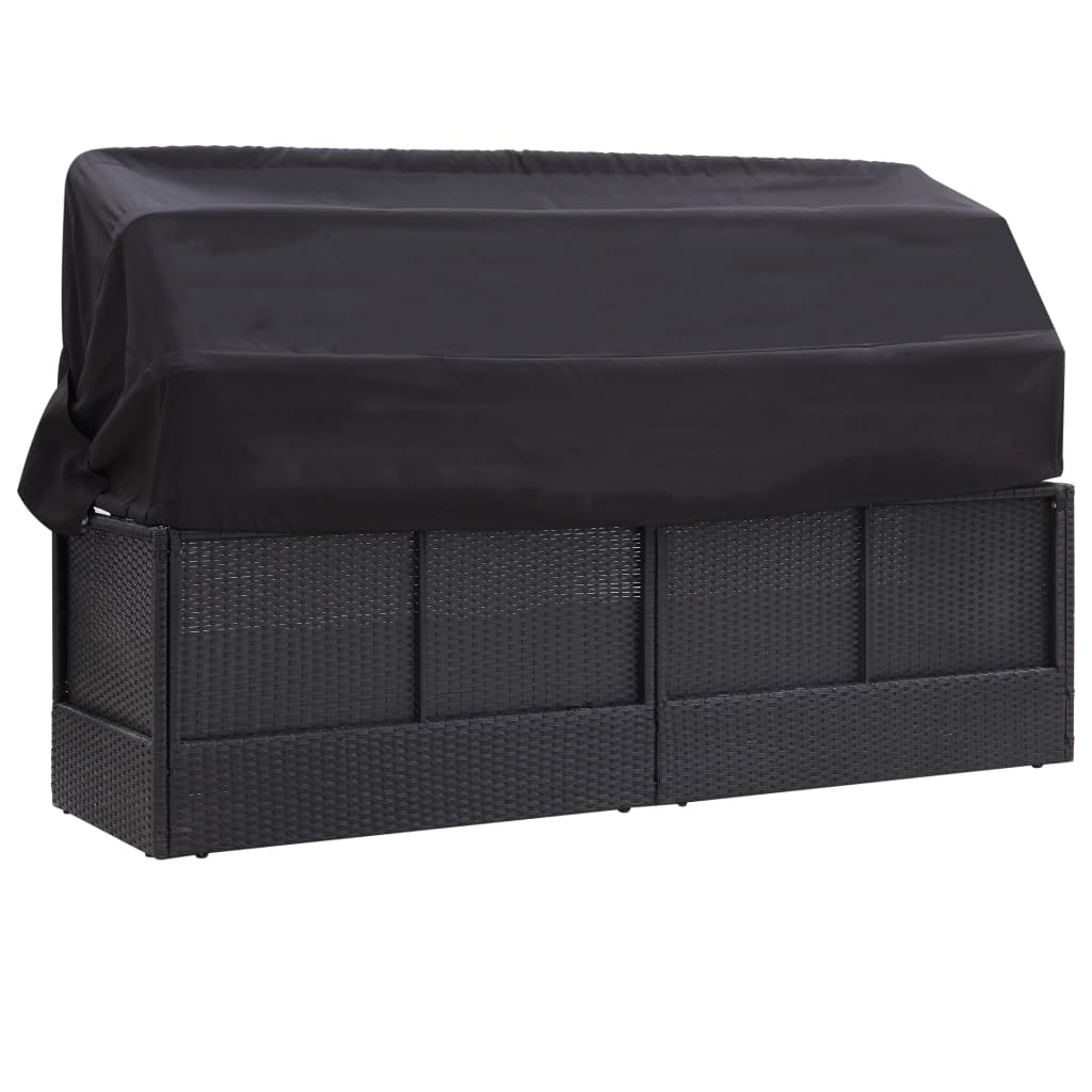 Bedy -Bett im Freien mit schwarz geflochtenem Harzmarke