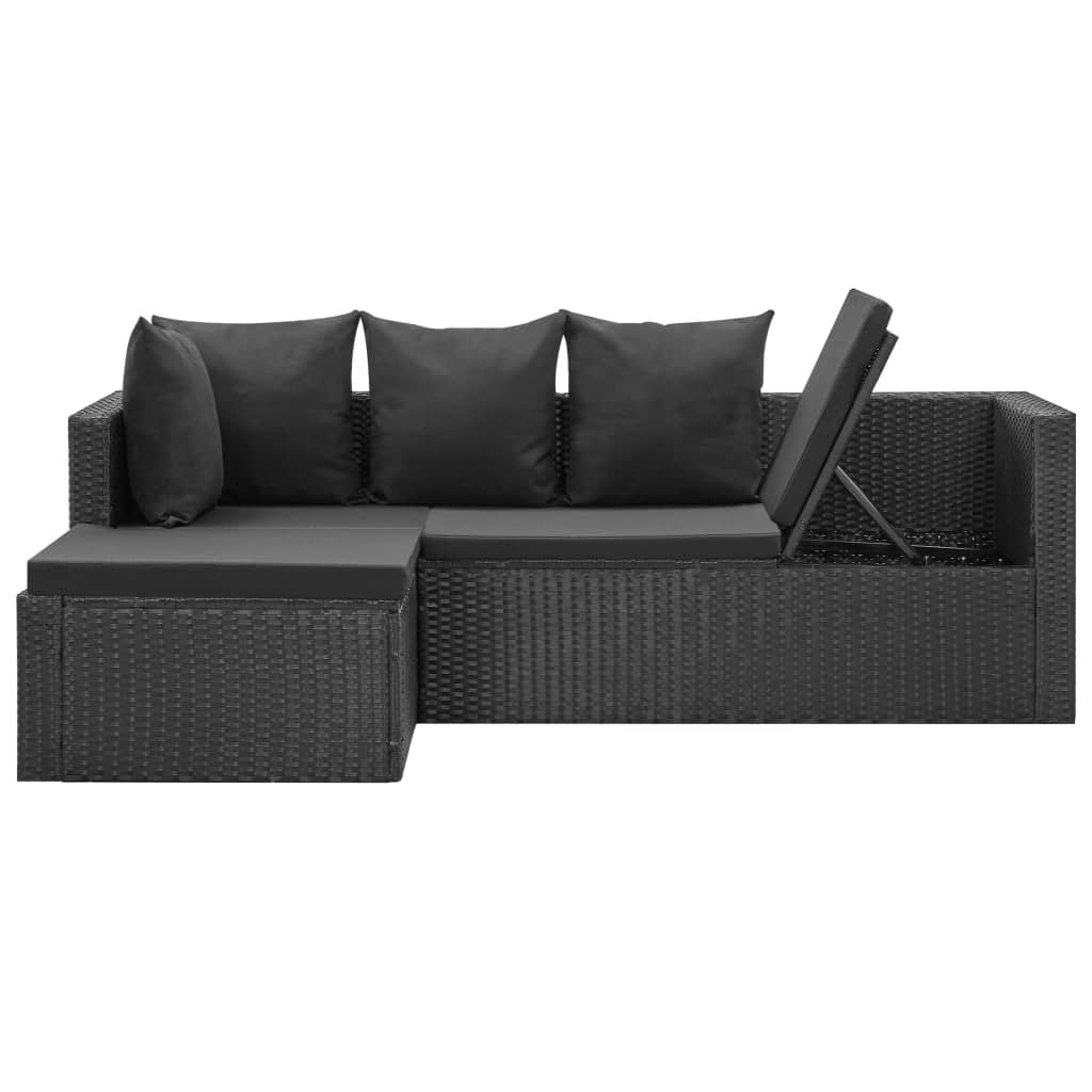 4 pcs black garden furniture with braided resin cushions