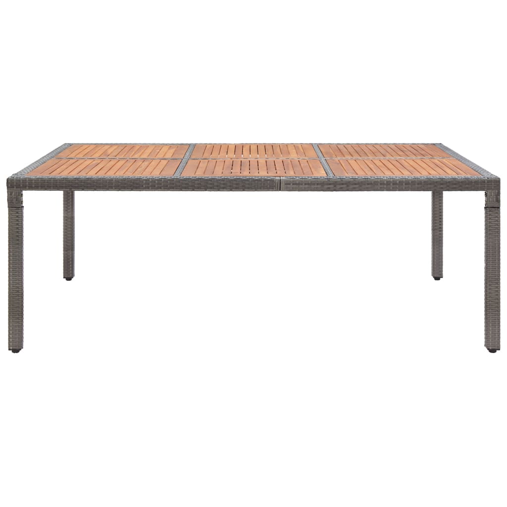 Tavolo da giardino grigio 200x150x74 cm in resina intrecciata e acacia