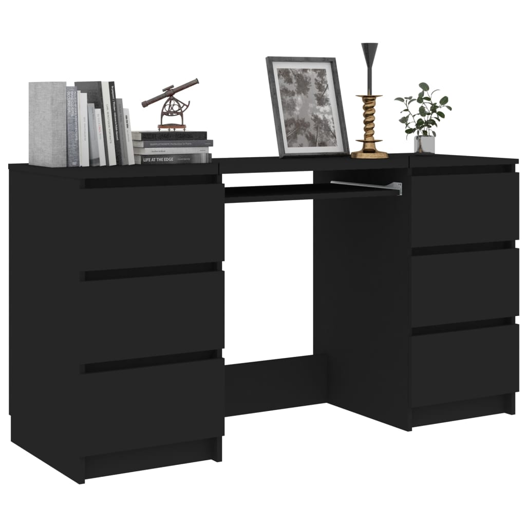 Black desk 140x50x77 cm Agglomerated