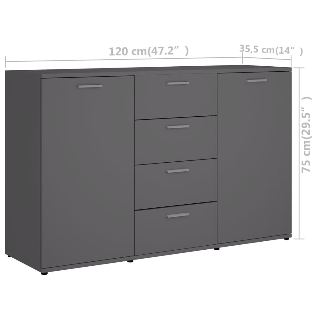 Gray buffet 120x35.5x75 cm agglomerated