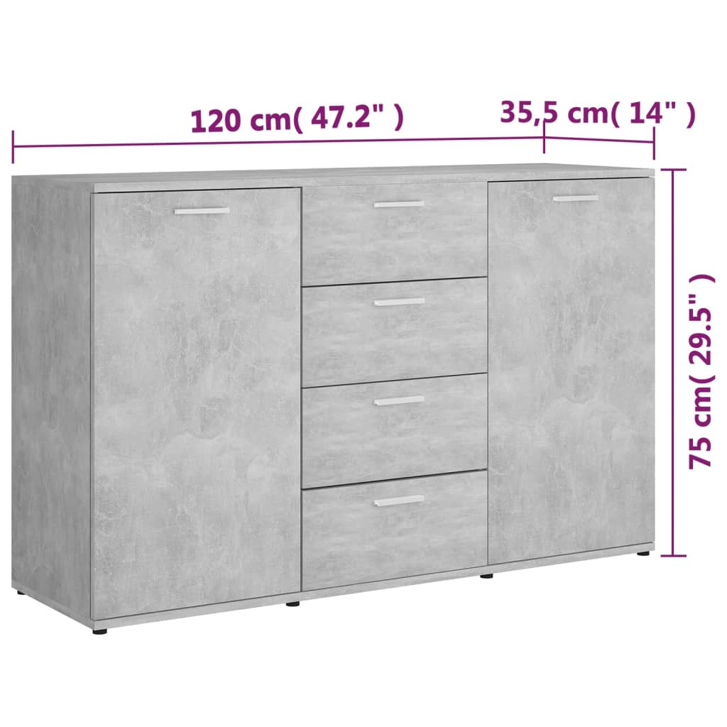 Concrete gray buffet 120x35.5x75 cm agglomerated