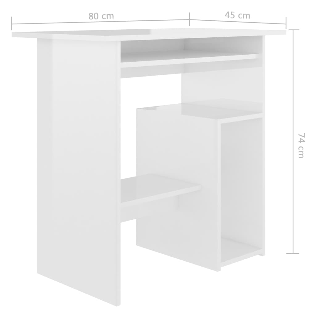 Glänzender weißer Schreibtisch 80 x 45 x 74 cm agglomeriert
