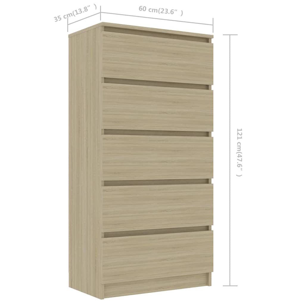 Sonoma oak drawet 60x35x121 cm agglomerated