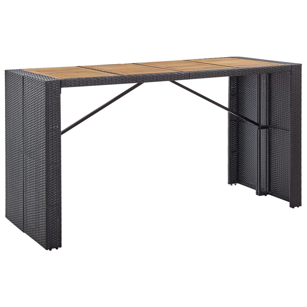 Bar furniture 9 pcs braided resin and black acacia wood