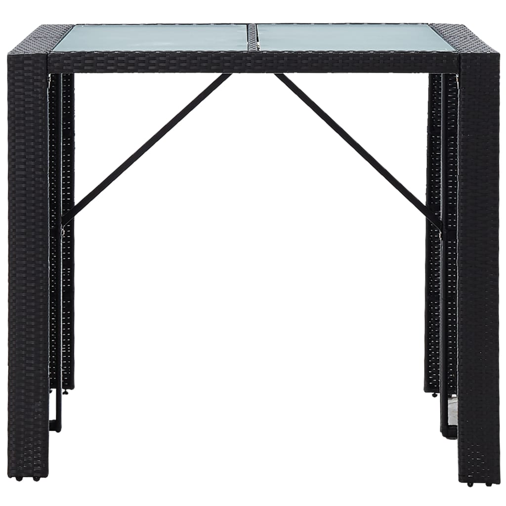 Outdoor bar furniture 5 pcs braided resin and black glass