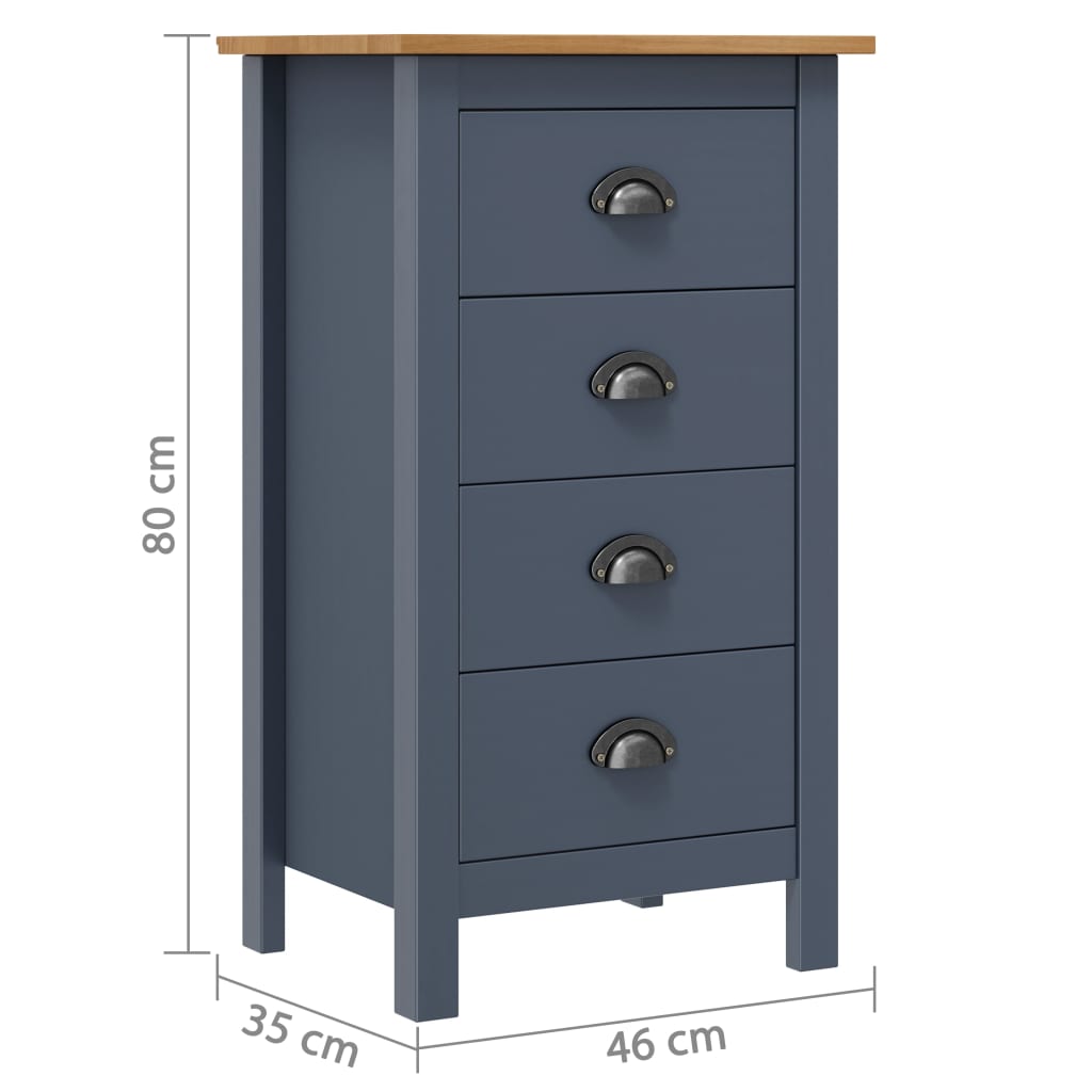 Credenza Hill Grigia 46x35x80 cm Legno di pino massiccio