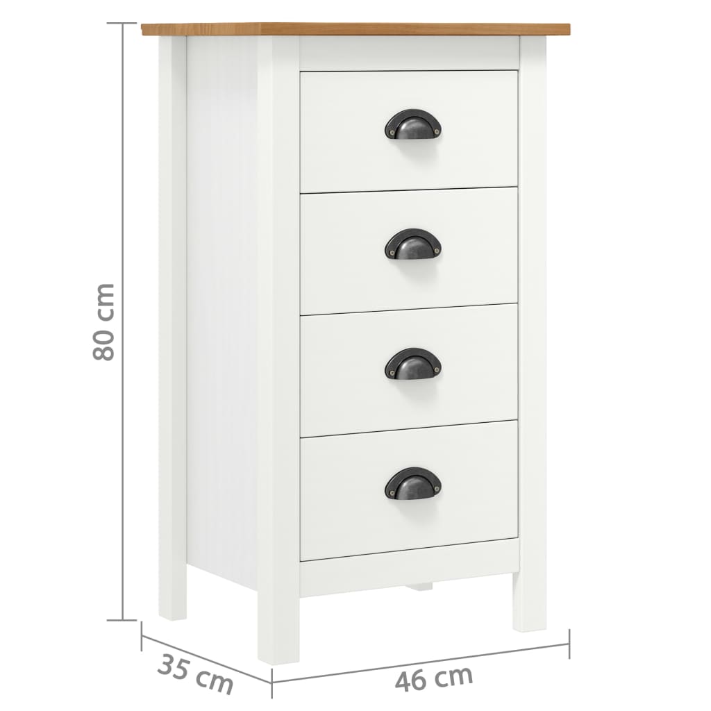 Credenza Hill Bianca 46x35x80 cm Legno di pino massiccio