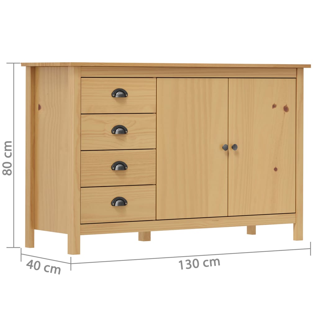 Honey brown buffet 130x40x80 cm solid pine wood