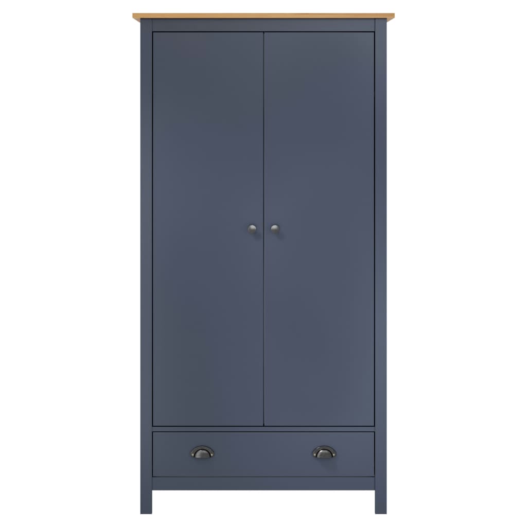 2-door wardrobe gray hill 89x50x170cm solid pine wood