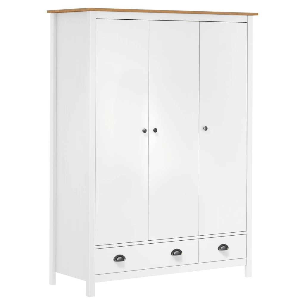 3-door wardrobe white hill 127x50x170 cm solid pine wood