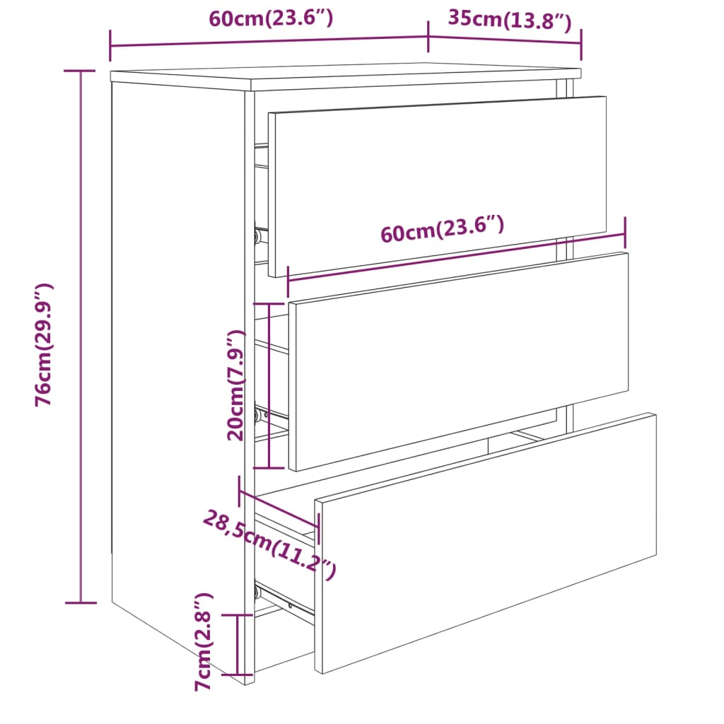 Weißes Buffet 60x35x76 cm Engineering Holz