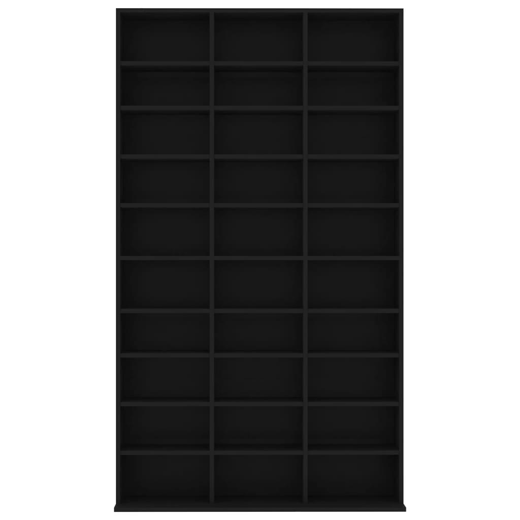 Black CD cabinet 102x16x177.5 cm Engineering wood