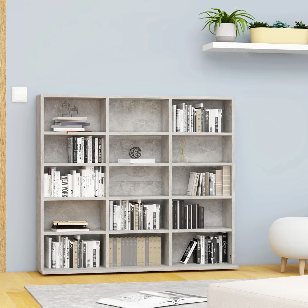 Gray concrete cd cabinet 102x23x89.5 cm Agglomerated