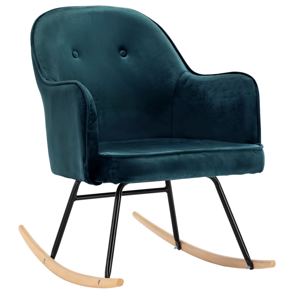 Velvet blue rocking chair