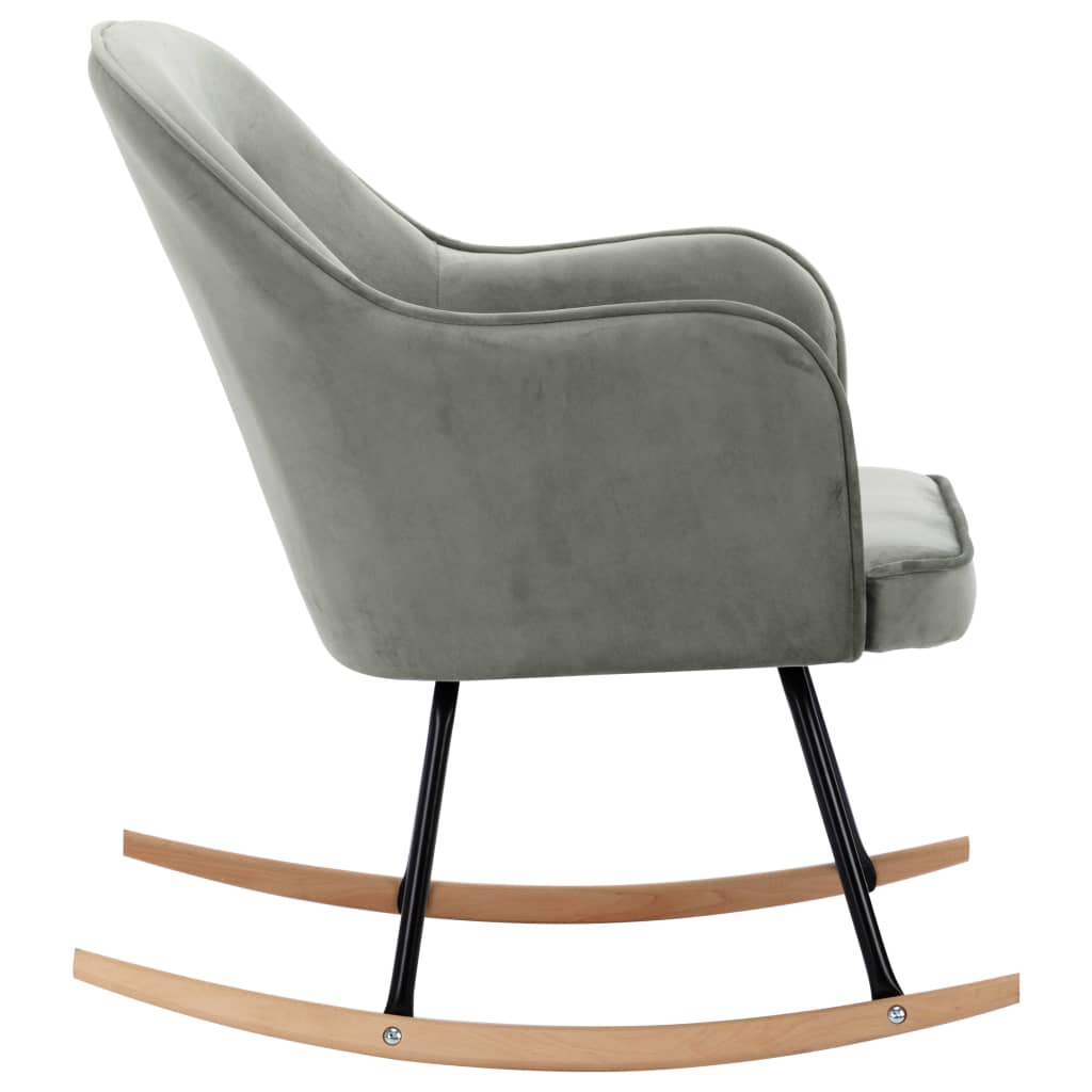 Velvet gray rocking chair