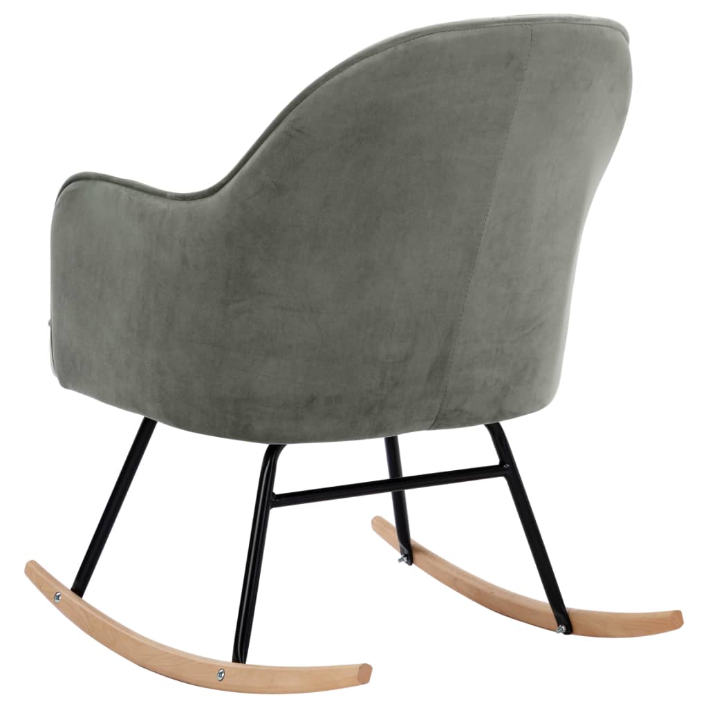 Velvet gray rocking chair