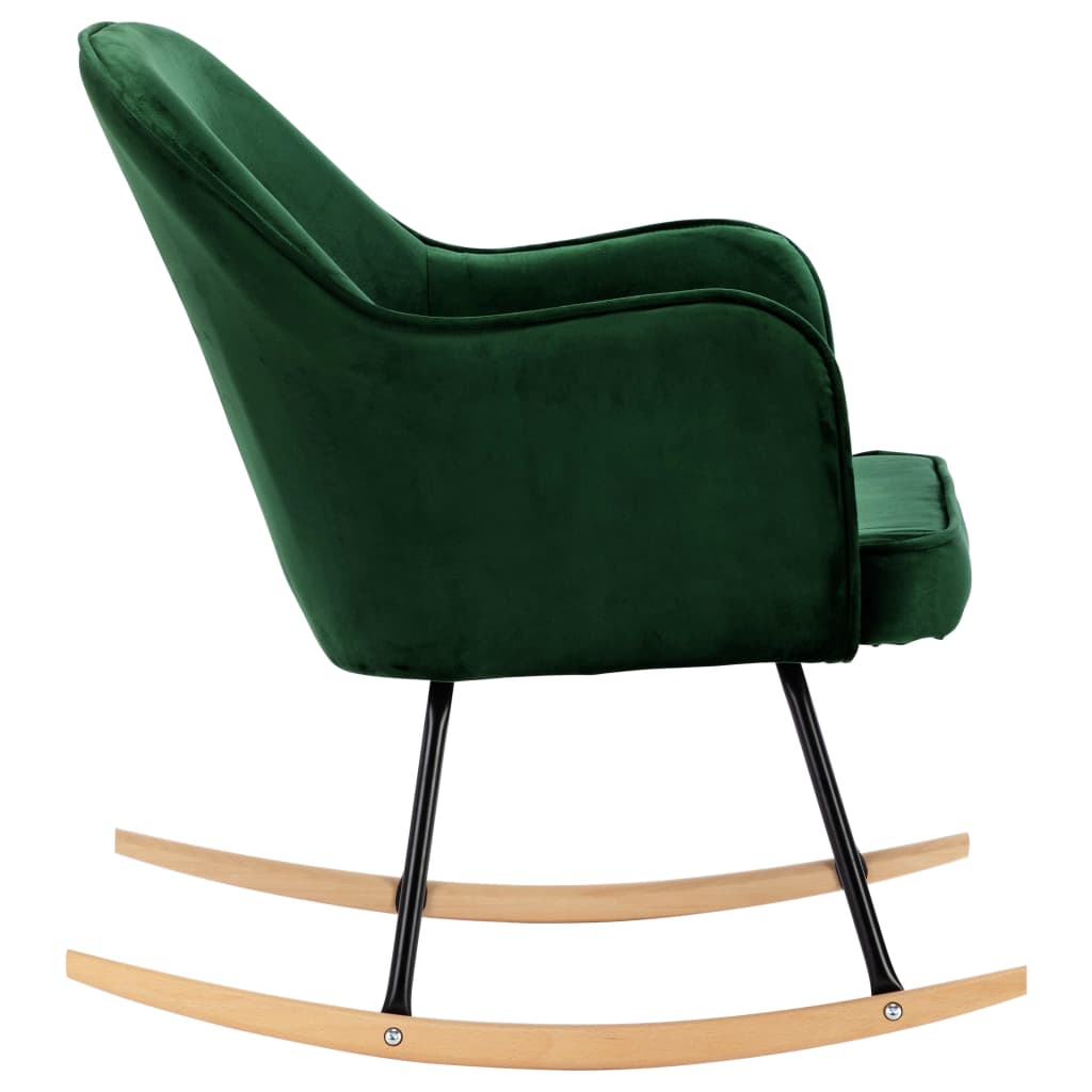 Velvet dark green rocking chair