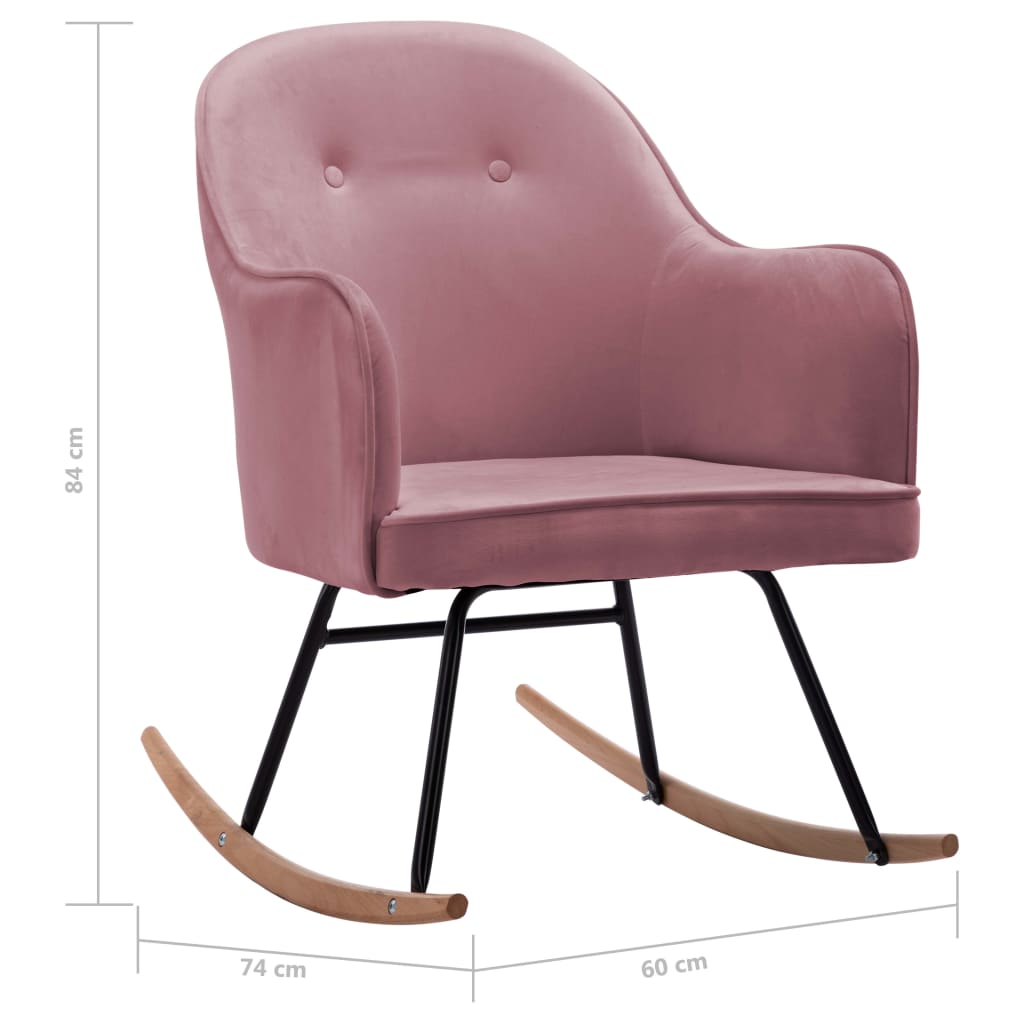 Velvet pink rocking chair