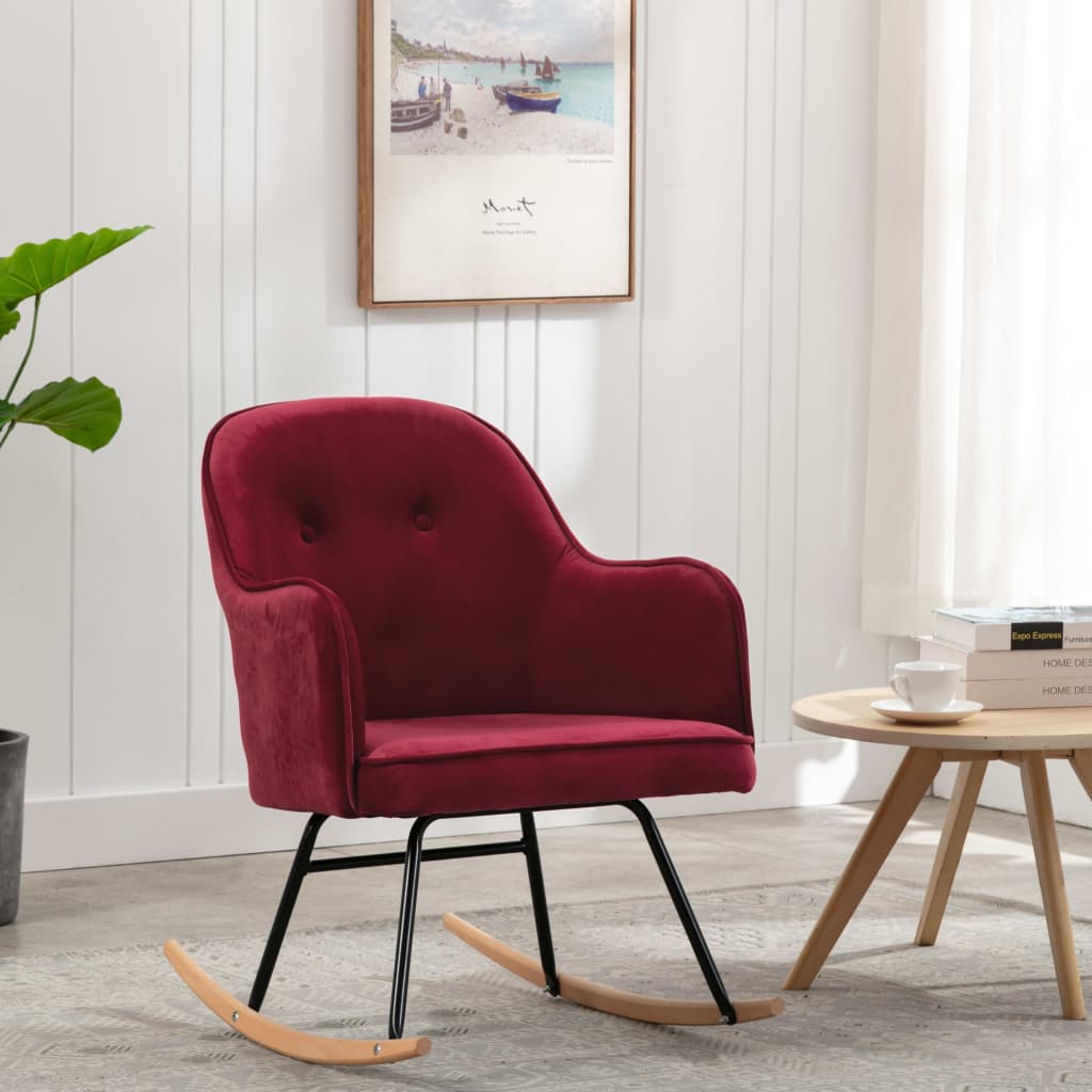 Bordeaux velvet red rocking chair