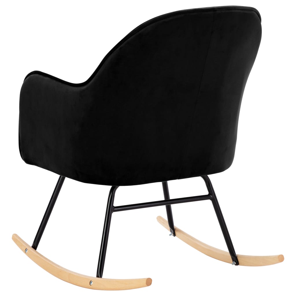 Velvet black rocking chair