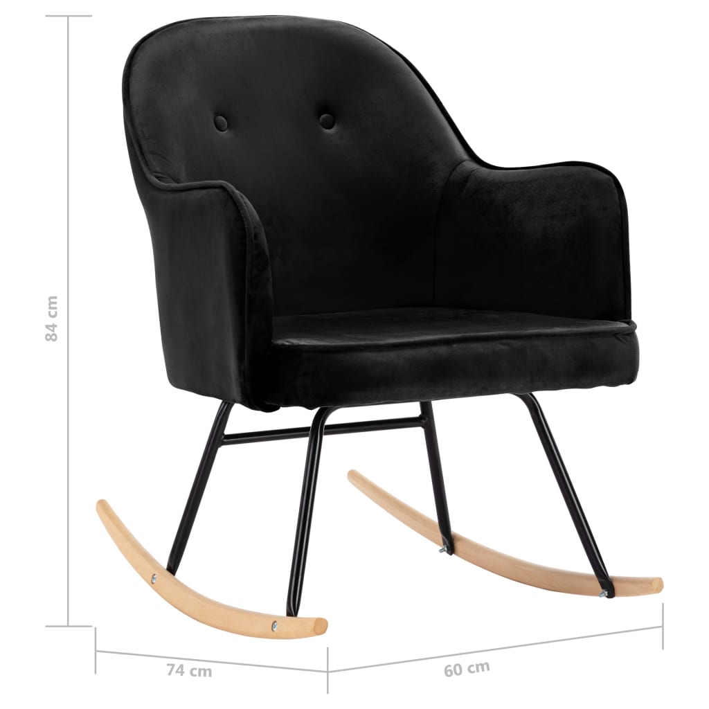 Velvet black rocking chair